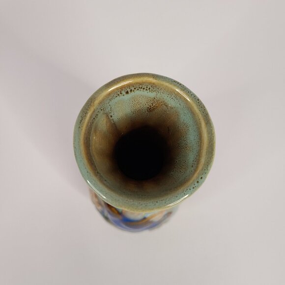 Small Ceramic Vase Light Green with Blue Bird and Flowers - Picture 5 of 6